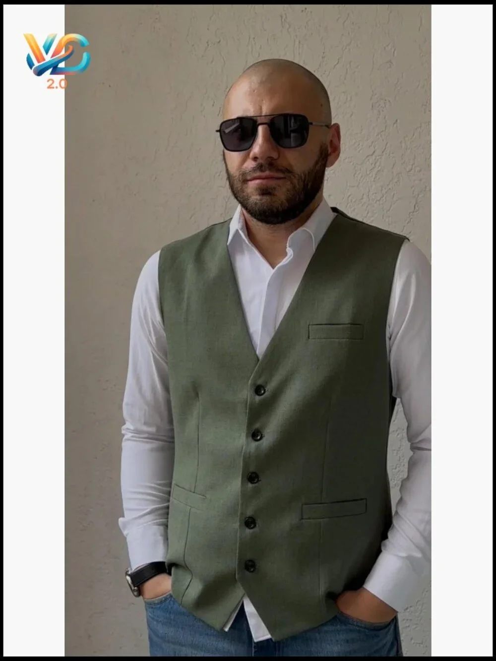 Slim Fit Suit Vest, Linen-Look Polyester, Modern Waistcoat for Business Wedding